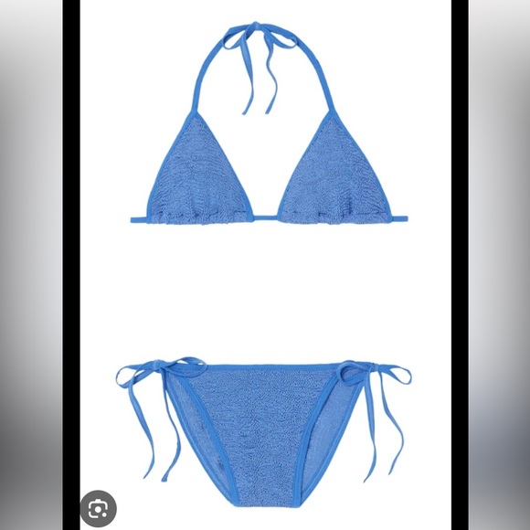 Hunza G Gina seersucker bikini bottoms in metallic denim - Picture 6 of 11